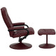 Burgundy |#| Burgundy LeatherSoft Multi-Position Recliner and Ottoman with Wrapped Base