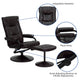 Brown |#| Contemporary Brown LeatherSoft Multi-Position Recliner &Ottoman w/ Wrapped Base