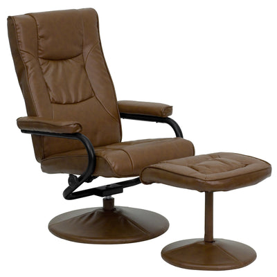 Contemporary Multi-Position Recliner and Ottoman with Wrapped Base - View 1