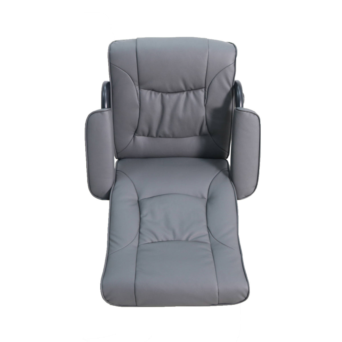 Gray |#| Contemporary Gray LeatherSoft Multi-Position Recliner &Ottoman w/ Wrapped Base