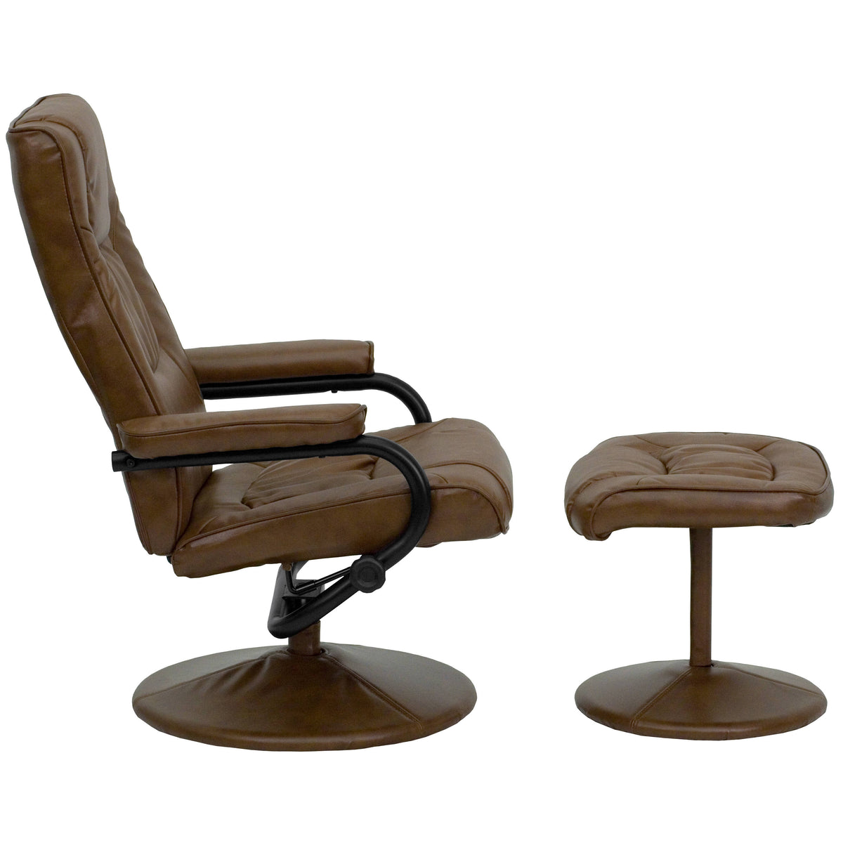 Palimino |#| Palimino LeatherSoft Multi-Position Recliner and Ottoman with Wrapped Base
