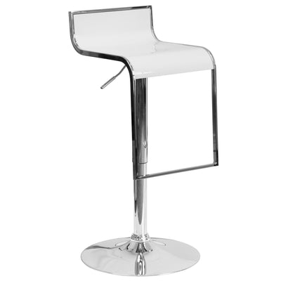 Contemporary Plastic Adjustable Height Barstool with Chrome Drop Frame