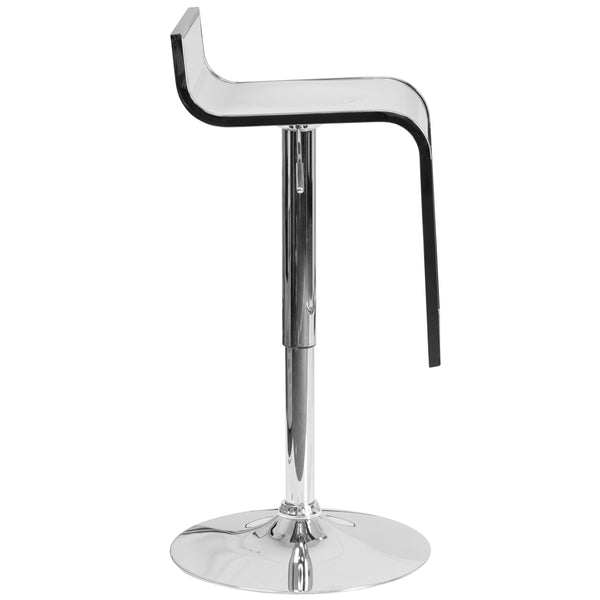 White |#| Contemporary White Plastic Adjustable Height Barstool with Chrome Drop Frame