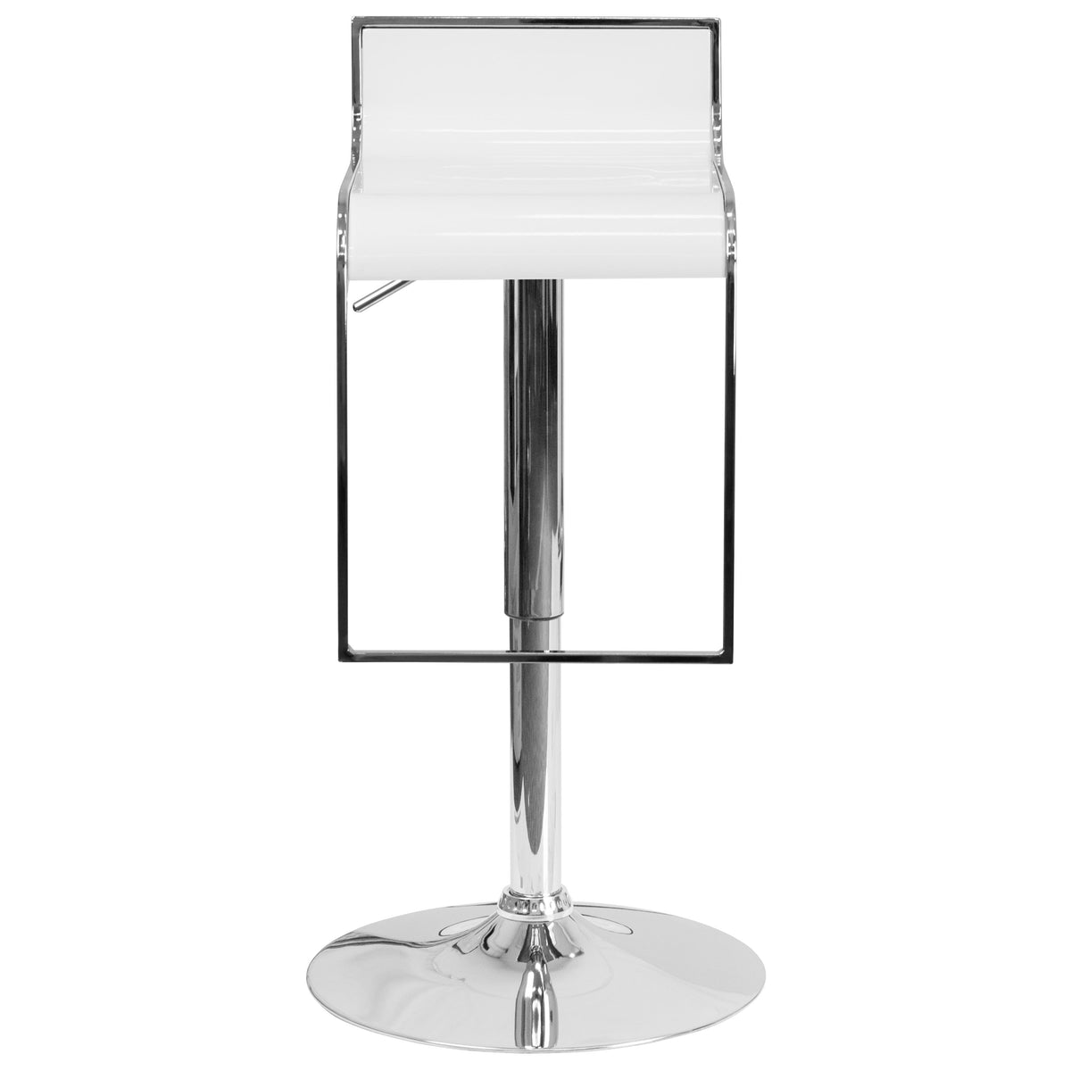 White |#| Contemporary White Plastic Adjustable Height Barstool with Chrome Drop Frame