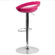 Pink |#| Pink Plastic Adjustable Height Barstool with Rounded Cutout Back & Chrome Base