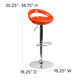 Orange |#| Orange Plastic Adjustable Height Barstool w/ Rounded Cutout Back & Chrome Base