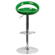 Green |#| Green Plastic Adjustable Height Barstool with Rounded Cutout Back & Chrome Base