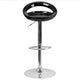 Black |#| Black Plastic Adjustable Height Barstool with Rounded Cutout Back & Chrome Base