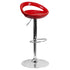 Contemporary Plastic Adjustable Height Barstool with Rounded Cutout Back and Chrome Base