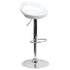 Contemporary Plastic Adjustable Height Barstool with Rounded Cutout Back and Chrome Base