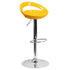 Contemporary Plastic Adjustable Height Barstool with Rounded Cutout Back and Chrome Base