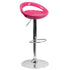 Contemporary Plastic Adjustable Height Barstool with Rounded Cutout Back and Chrome Base