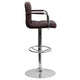 Brown |#| Brown Quilted Vinyl Adjustable Height Barstool with Arms and Chrome Base