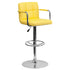 Contemporary Quilted Vinyl Adjustable Height Barstool with Arms and Chrome Base