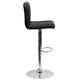 Black |#| Contemporary Black Quilted Vinyl Adjustable Height Barstool with Chrome Base
