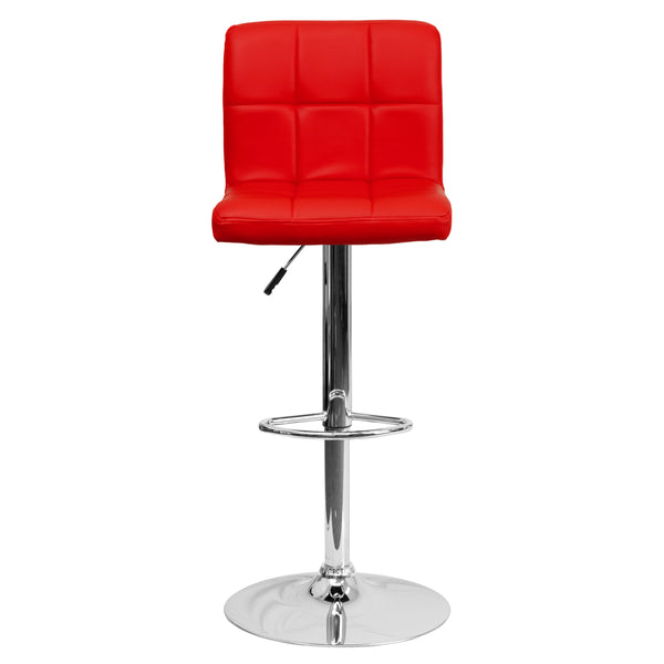 Brown |#| Contemporary Brown Quilted Vinyl Adjustable Height Barstool with Chrome Base