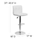 White |#| Contemporary White Quilted Vinyl Adjustable Height Barstool with Chrome Base