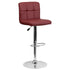 Contemporary Quilted Vinyl Adjustable Height Barstool with Chrome Base