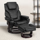 Black LeatherSoft |#| Black LeatherSoft Multi-Position Recliner & Ottoman w/ Swivel Mahogany Wood Base