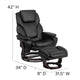 Black LeatherSoft |#| Black LeatherSoft Multi-Position Recliner & Ottoman w/ Swivel Mahogany Wood Base