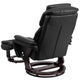 Black LeatherSoft |#| Black LeatherSoft Multi-Position Recliner & Ottoman w/ Swivel Mahogany Wood Base