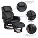 Black LeatherSoft |#| Black LeatherSoft Multi-Position Recliner & Ottoman w/ Swivel Mahogany Wood Base