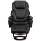 Black LeatherSoft |#| Black LeatherSoft Multi-Position Recliner & Ottoman w/ Swivel Mahogany Wood Base