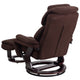 Brown Microfiber |#| Brown Microfiber Multi-Position Recliner and Ottoman with Mahogany Wood Base