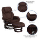 Brown Microfiber |#| Brown Microfiber Multi-Position Recliner and Ottoman with Mahogany Wood Base