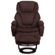 Brown Microfiber |#| Brown Microfiber Multi-Position Recliner and Ottoman with Mahogany Wood Base