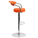 Orange |#| Contemporary Orange Vinyl Adjustable Height Barstool with Arms and Chrome Base