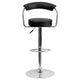 Black |#| Contemporary Black Vinyl Adjustable Height Barstool with Arms and Chrome Base