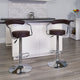 Brown |#| Contemporary Brown Vinyl Adjustable Height Barstool with Arms and Chrome Base