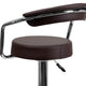 Brown |#| Contemporary Brown Vinyl Adjustable Height Barstool with Arms and Chrome Base