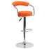 Contemporary Vinyl Adjustable Height Barstool with Arms and Chrome Base