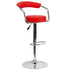 Contemporary Vinyl Adjustable Height Barstool with Arms and Chrome Base