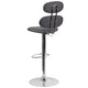 Gray |#| Contemporary Gray Vinyl Adjustable Barstool with Ellipse Back and Chrome Base