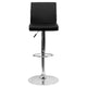 Black |#| Black Vinyl Adjustable Height Barstool with Panel Back and Chrome Base