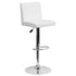 Contemporary Vinyl Adjustable Height Barstool with Panel Back and Chrome Base