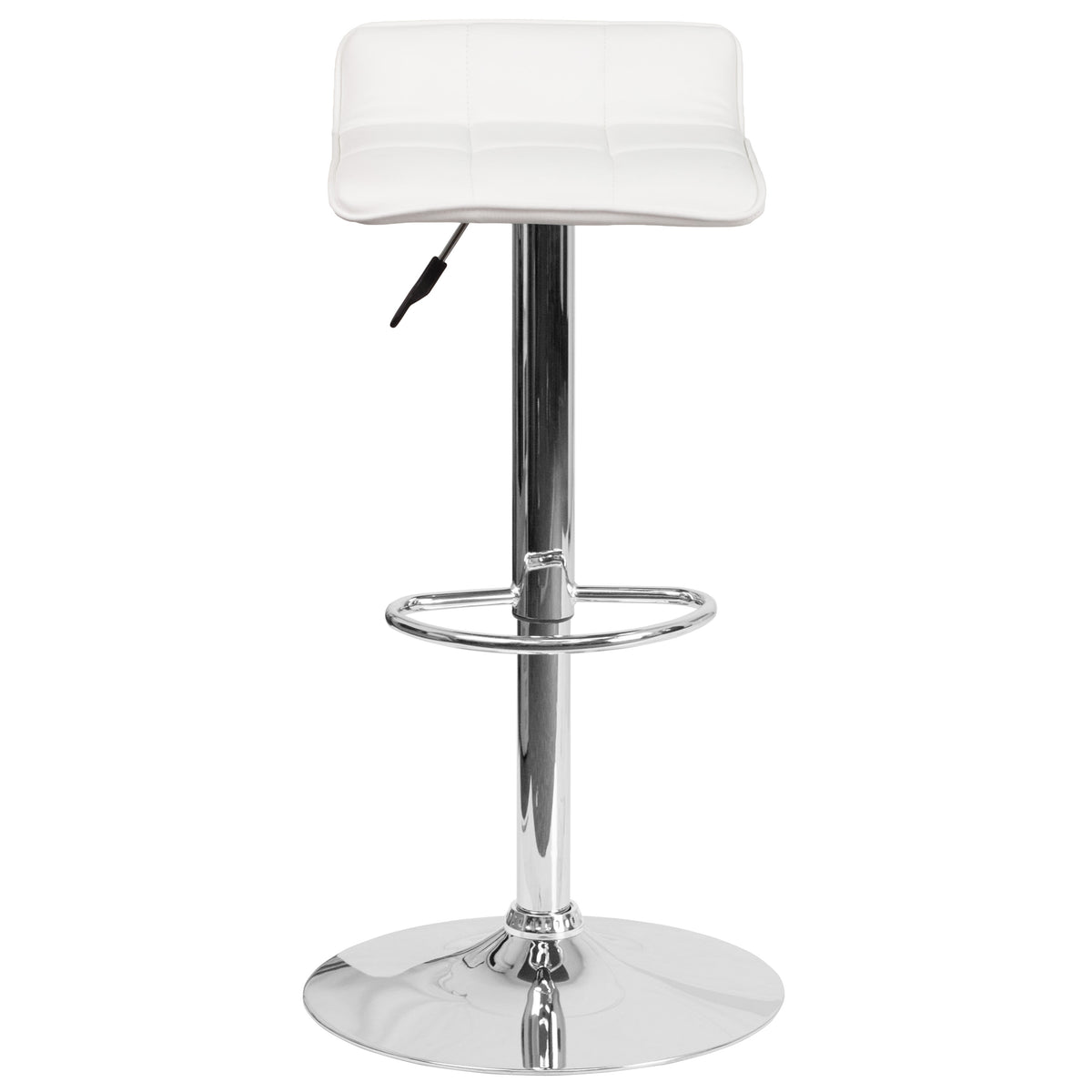 White |#| White Vinyl Adjustable Height Barstool with Quilted Wave Seat and Chrome Base