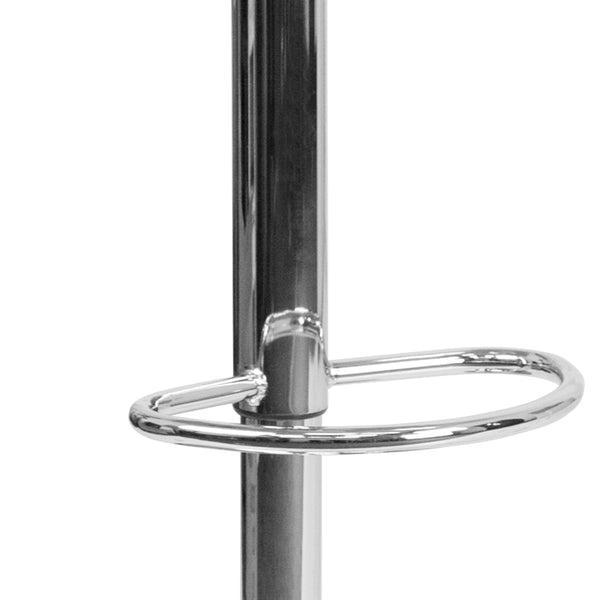 Gray |#| Gray Vinyl Adjustable Height Barstool with Quilted Wave Seat and Chrome Base