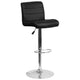 Black |#| Black Vinyl Adjustable Height Barstool with Rolled Seat and Chrome Base