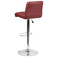 Burgundy |#| Burgundy Vinyl Adjustable Height Barstool with Rolled Seat and Chrome Base