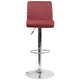 Burgundy |#| Burgundy Vinyl Adjustable Height Barstool with Rolled Seat and Chrome Base