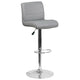 Gray |#| Gray Vinyl Adjustable Height Barstool with Rolled Seat and Chrome Base
