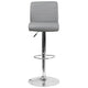 Gray |#| Gray Vinyl Adjustable Height Barstool with Rolled Seat and Chrome Base