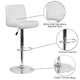White |#| White Vinyl Adjustable Height Barstool with Rolled Seat and Chrome Base