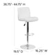 White |#| White Vinyl Adjustable Height Barstool with Rolled Seat and Chrome Base
