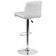 White |#| White Vinyl Adjustable Height Barstool with Rolled Seat and Chrome Base