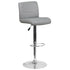 Gray |#| Gray Vinyl Adjustable Height Barstool with Rolled Seat and Chrome Base